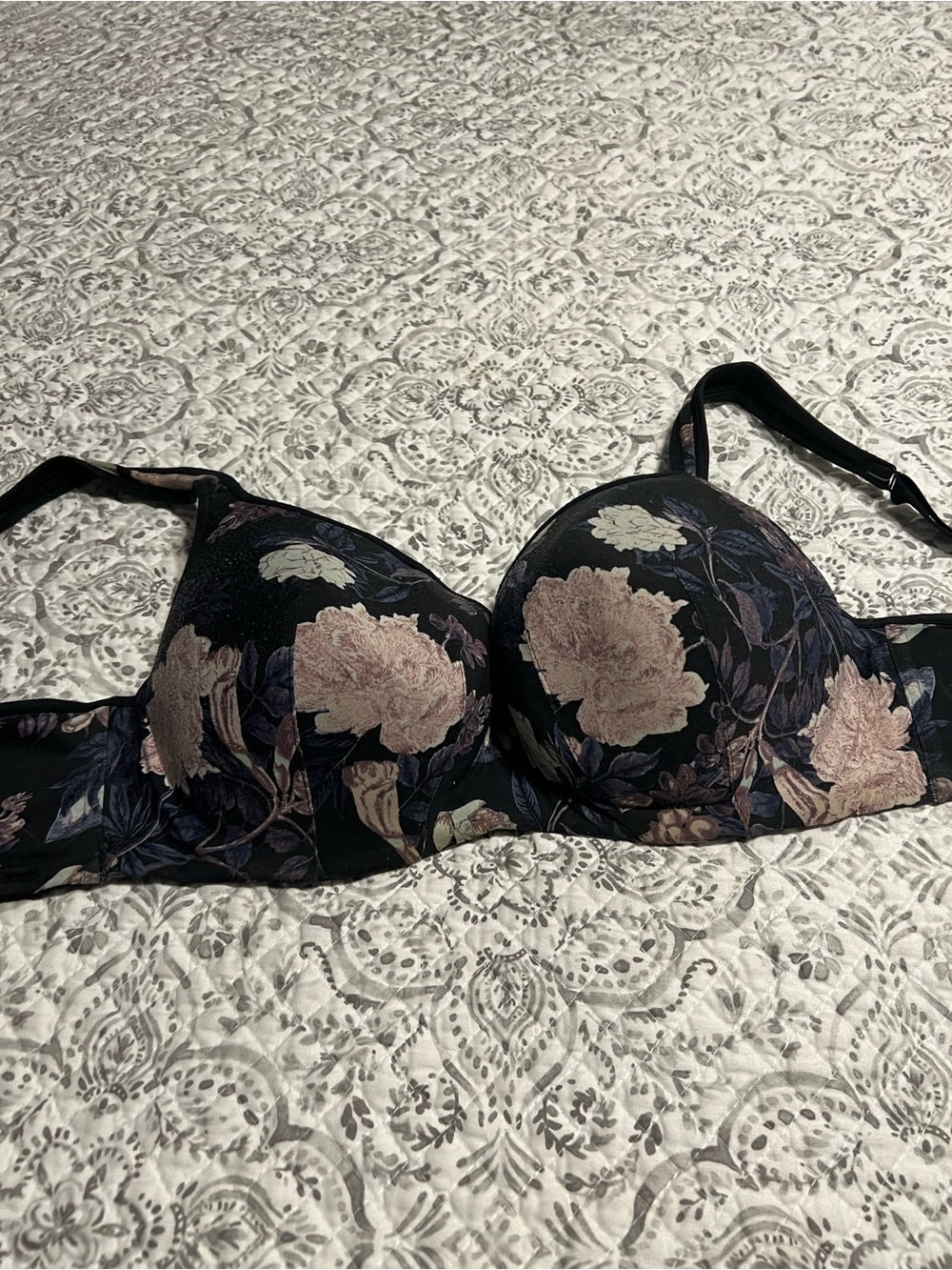 Cacique floral Trim Push-Up Bra - Black with Blush Floral